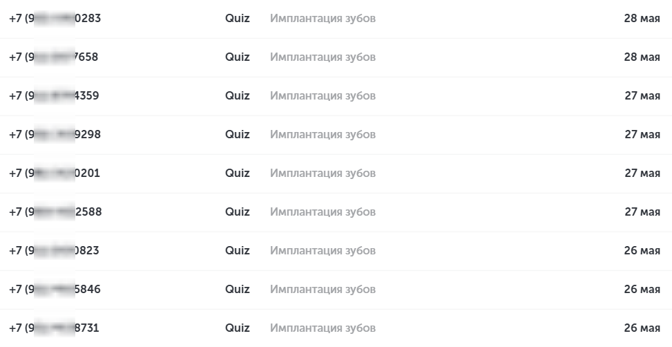 Заявки на имплантацию в стоматологическую клинику